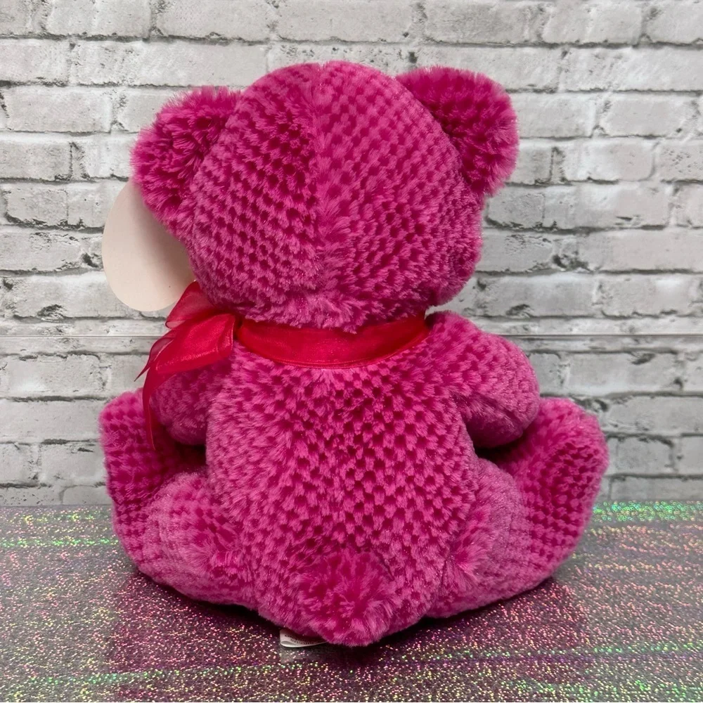 Circus Circus Pink BEAR I Love Reno Plush Waffle Fur Bow Heart Stuffed Animal